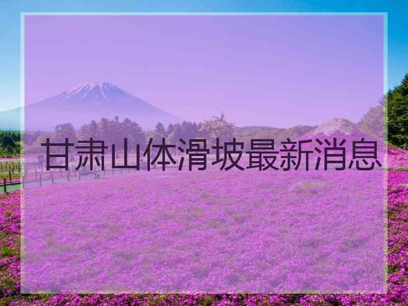 甘肃山体滑坡最新消息 甘肃山体滑坡最新消息