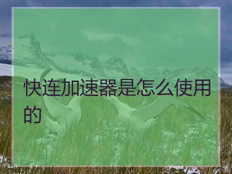 快连加速器是怎么使用的