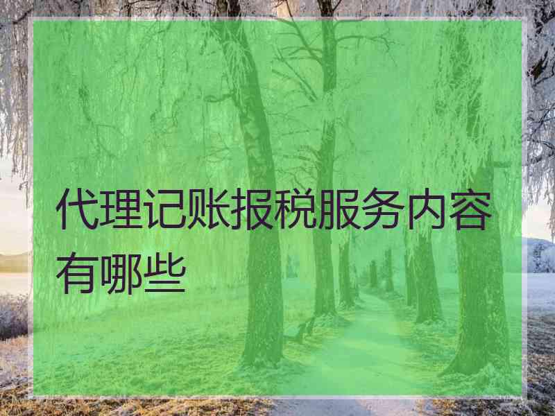 代理记账报税服务内容有哪些