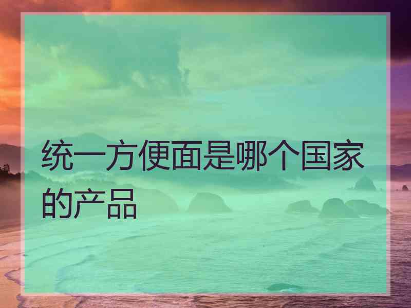 统一方便面是哪个国家的产品