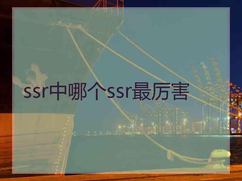 ssr中哪个ssr最厉害