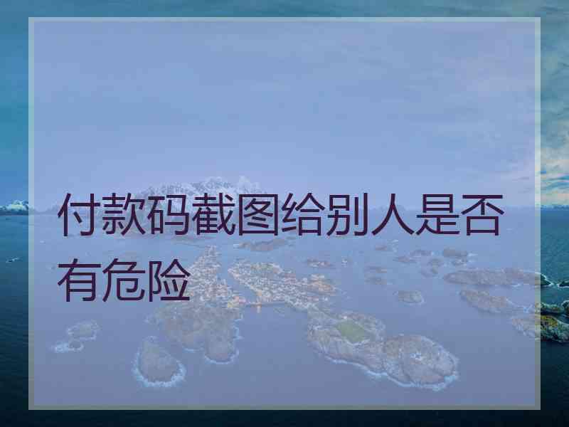 付款码截图给别人是否有危险