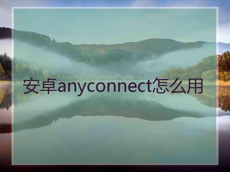 安卓anyconnect怎么用