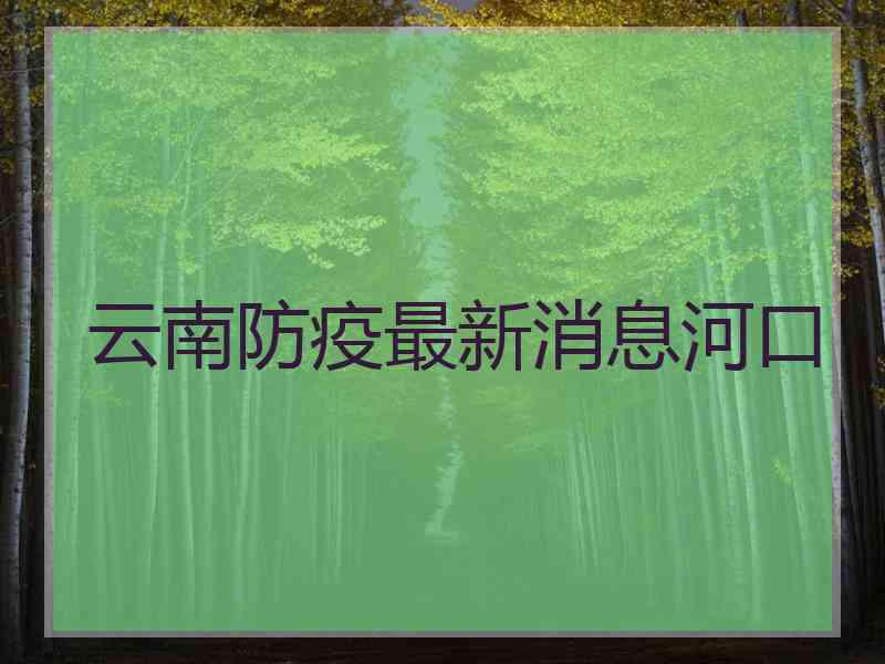 云南防疫最新消息河口