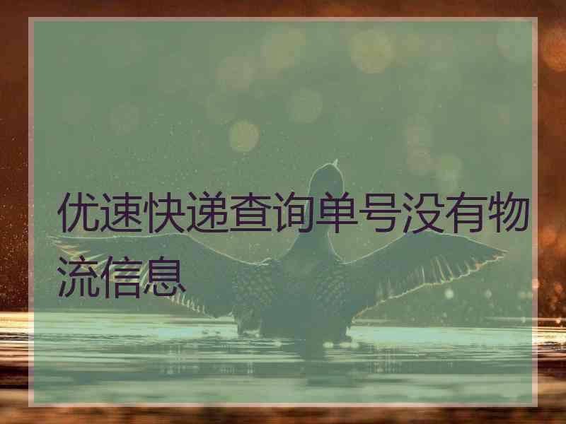 优速快递查询单号没有物流信息
