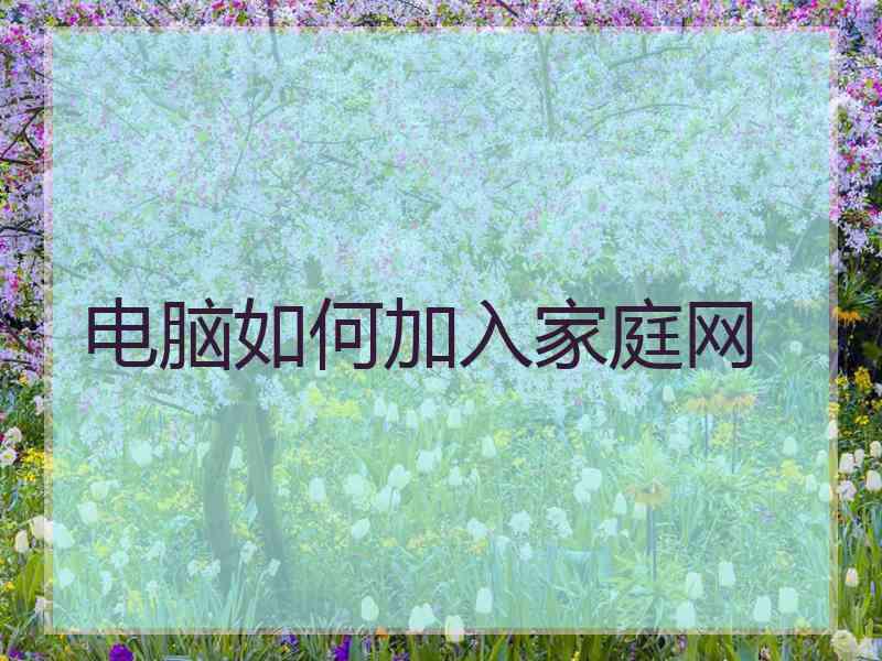 电脑如何加入家庭网