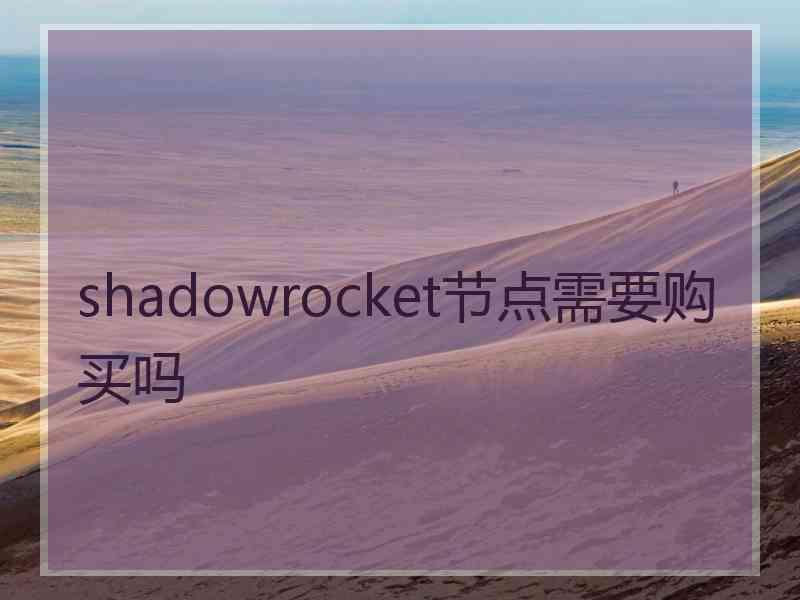 shadowrocket节点需要购买吗