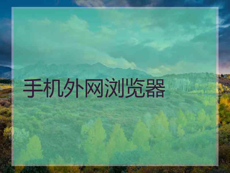 手机外网浏览器