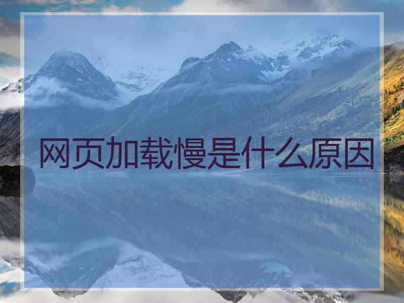 网页加载慢是什么原因