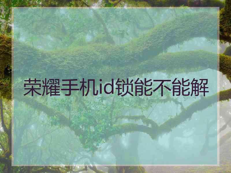 荣耀手机id锁能不能解