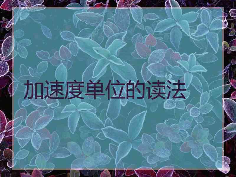 加速度单位的读法