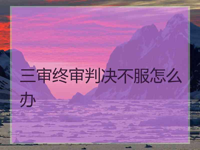 三审终审判决不服怎么办