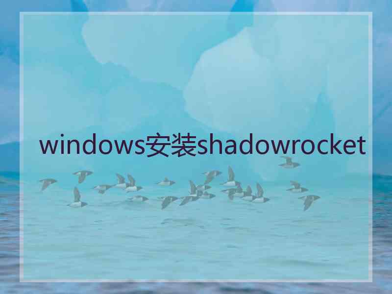windows安装shadowrocket