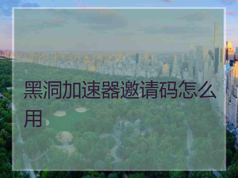 黑洞加速器邀请码怎么用