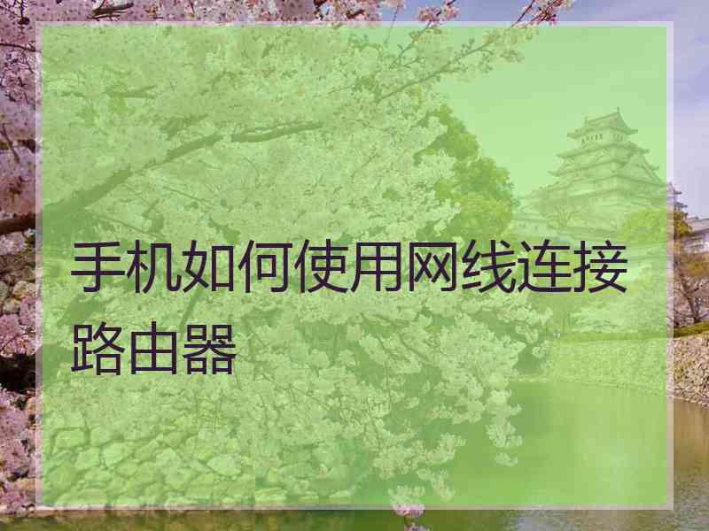 手机如何使用网线连接路由器