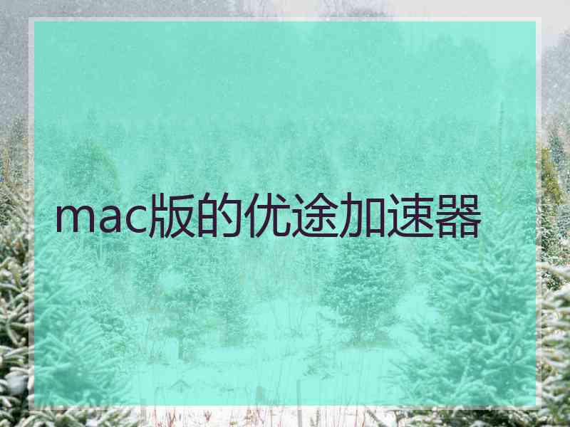 mac版的优途加速器