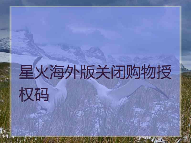 星火海外版关闭购物授权码