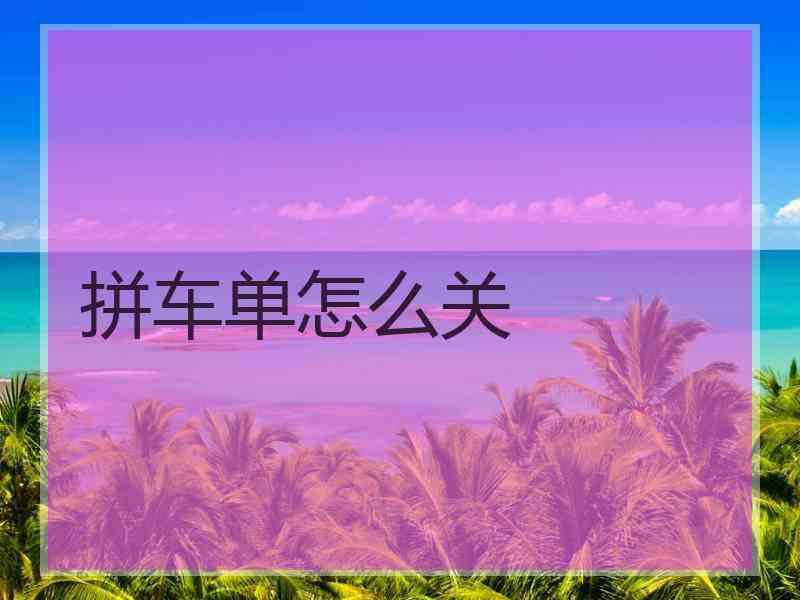 拼车单怎么关