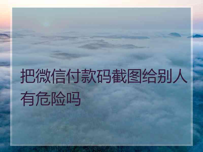 把微信付款码截图给别人有危险吗