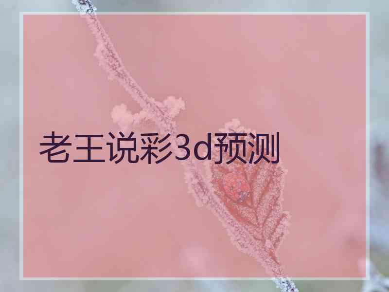 老王说彩3d预测