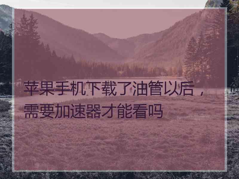 苹果手机下载了油管以后，需要加速器才能看吗
