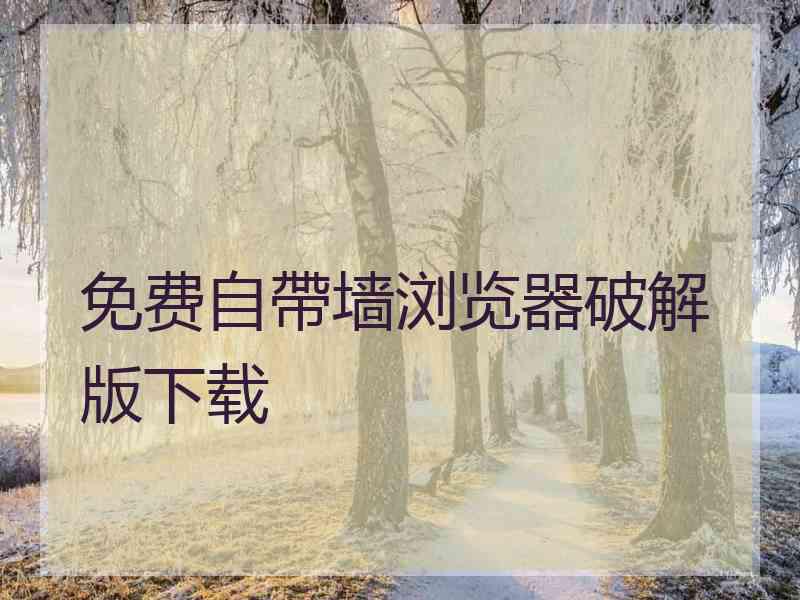 免费自帶墙浏览器破解版下载